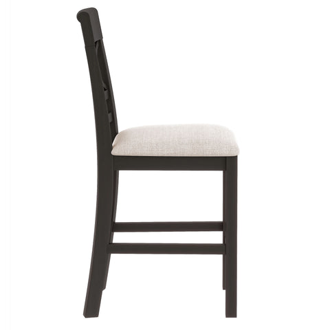 TOPMAX 6-Piece Rustic Counter Height Dining Table Set, Solid Rubberwood Espresso &amp; Beige Bench, 4 Chairs, Storage Shelf for Kitchen, Dining Room, Entryway, Seats 6