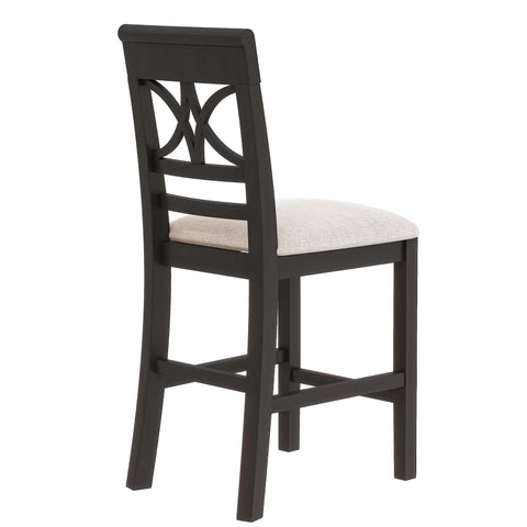 TOPMAX 6-Piece Rustic Counter Height Dining Table Set, Solid Rubberwood Espresso &amp; Beige Bench, 4 Chairs, Storage Shelf for Kitchen, Dining Room, Entryway, Seats 6