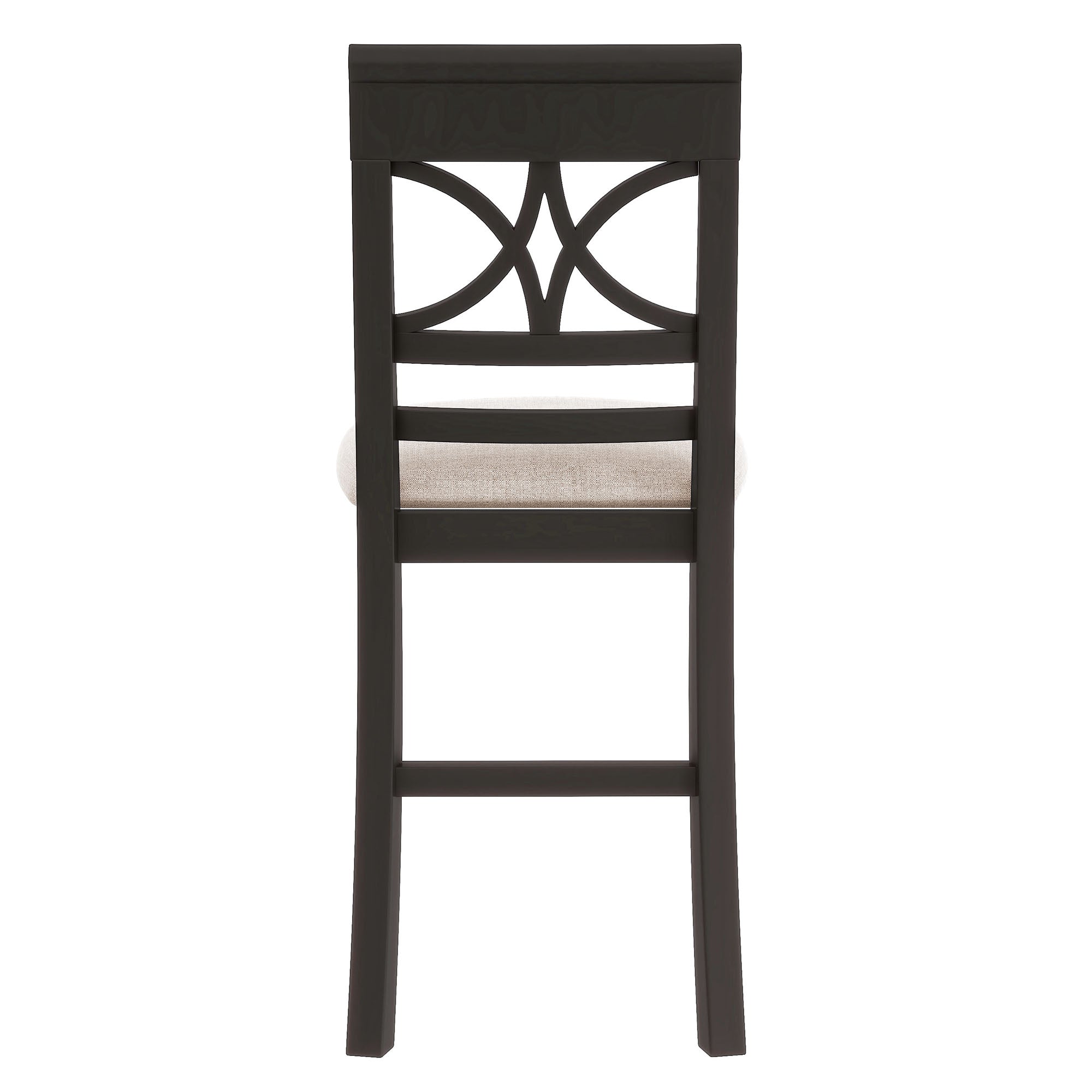 TOPMAX 6-Piece Rustic Counter Height Dining Table Set, Solid Rubberwood Espresso &amp; Beige Bench, 4 Chairs, Storage Shelf for Kitchen, Dining Room, Entryway, Seats 6