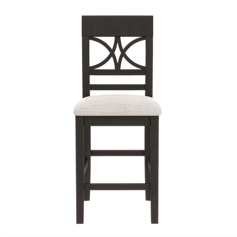 TOPMAX 6-Piece Rustic Counter Height Dining Table Set, Solid Rubberwood Espresso &amp; Beige Bench, 4 Chairs, Storage Shelf for Kitchen, Dining Room, Entryway, Seats 6