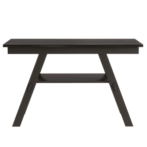 TOPMAX 6-Piece Rustic Counter Height Dining Table Set, Solid Rubberwood Espresso &amp; Beige Bench, 4 Chairs, Storage Shelf for Kitchen, Dining Room, Entryway, Seats 6