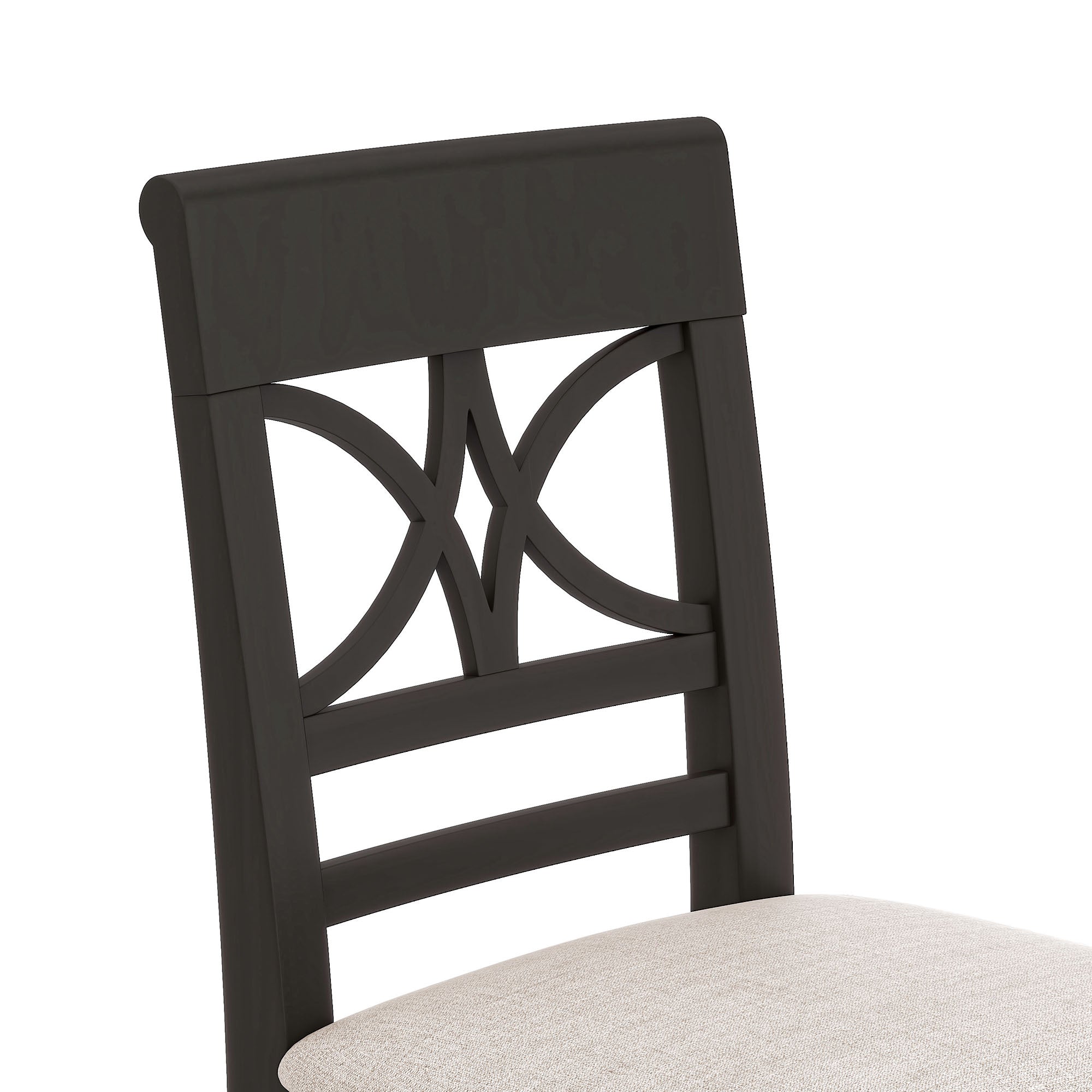 TOPMAX 6-Piece Rustic Counter Height Dining Table Set, Solid Rubberwood Espresso &amp; Beige Bench, 4 Chairs, Storage Shelf for Kitchen, Dining Room, Entryway, Seats 6