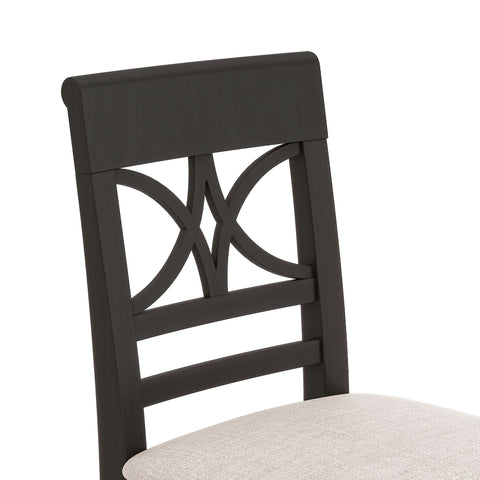 TOPMAX 6-Piece Rustic Counter Height Dining Table Set, Solid Rubberwood Espresso &amp; Beige Bench, 4 Chairs, Storage Shelf for Kitchen, Dining Room, Entryway, Seats 6