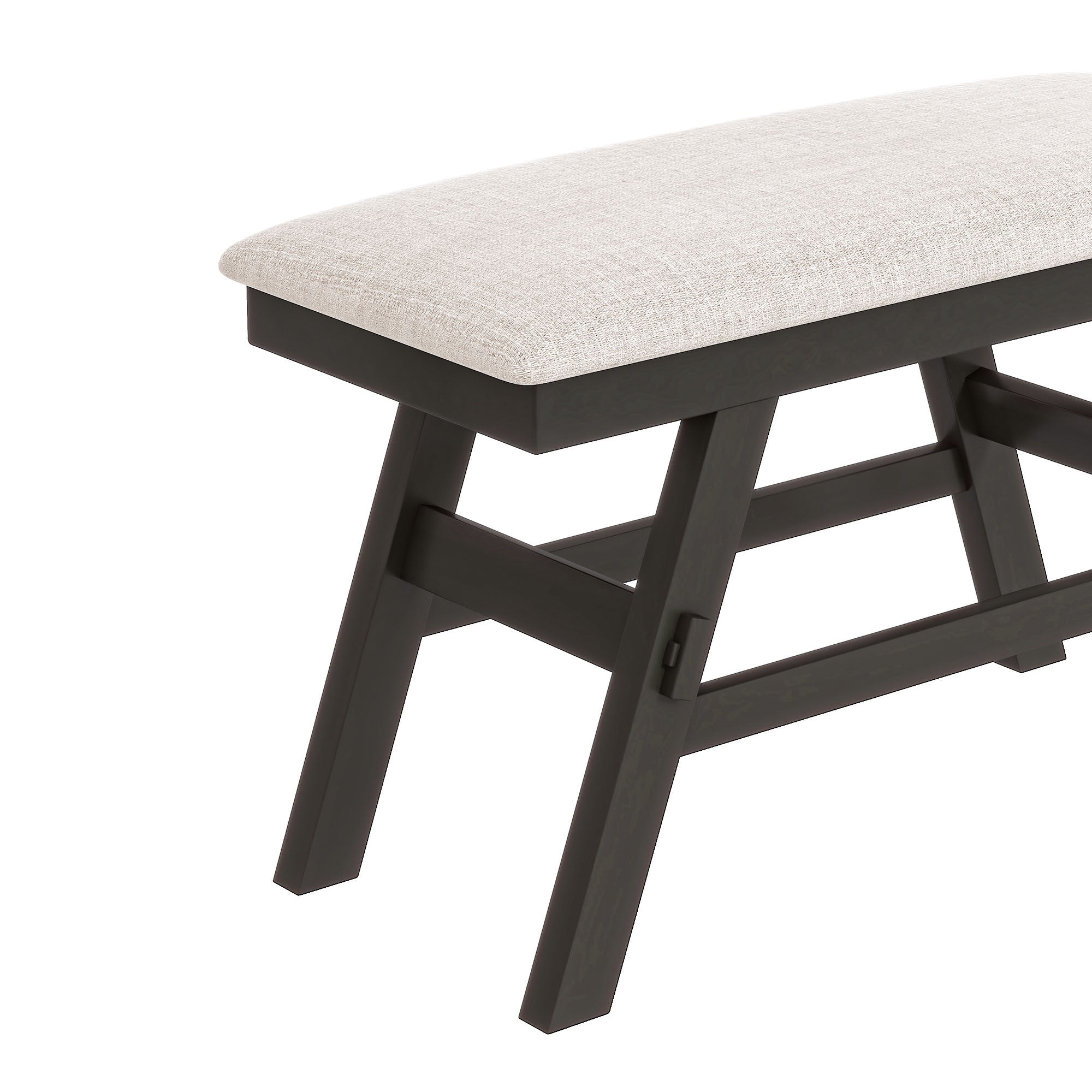 TOPMAX 6-Piece Rustic Counter Height Dining Table Set, Solid Rubberwood Espresso &amp; Beige Bench, 4 Chairs, Storage Shelf for Kitchen, Dining Room, Entryway, Seats 6