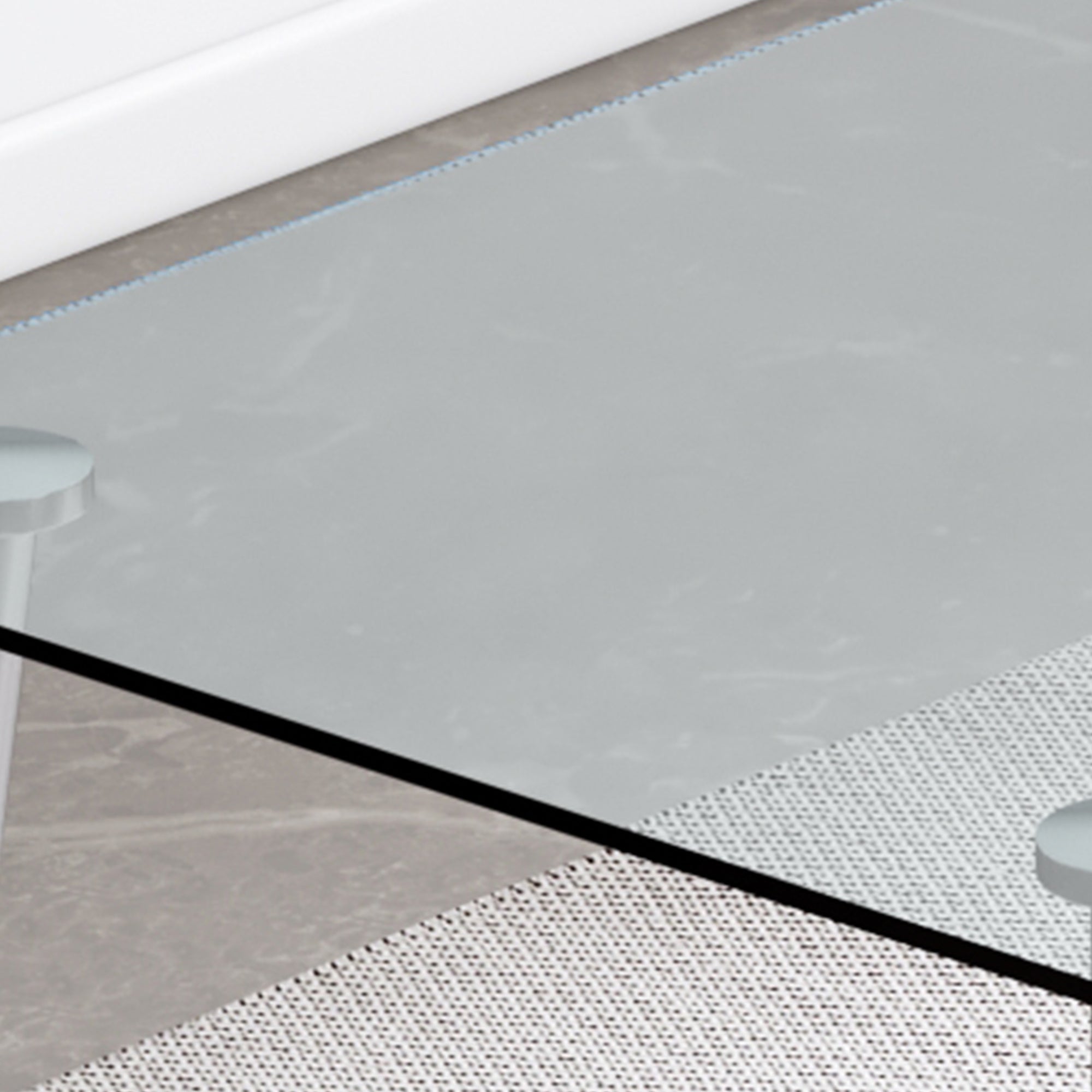 Modern 51" Glass Dining Table Set with 4 Grey PU Upholstered Chairs - Comfortable Sponge Filling, Stable Metal Legs, Easy Assembly for Dining Room & Kitchen