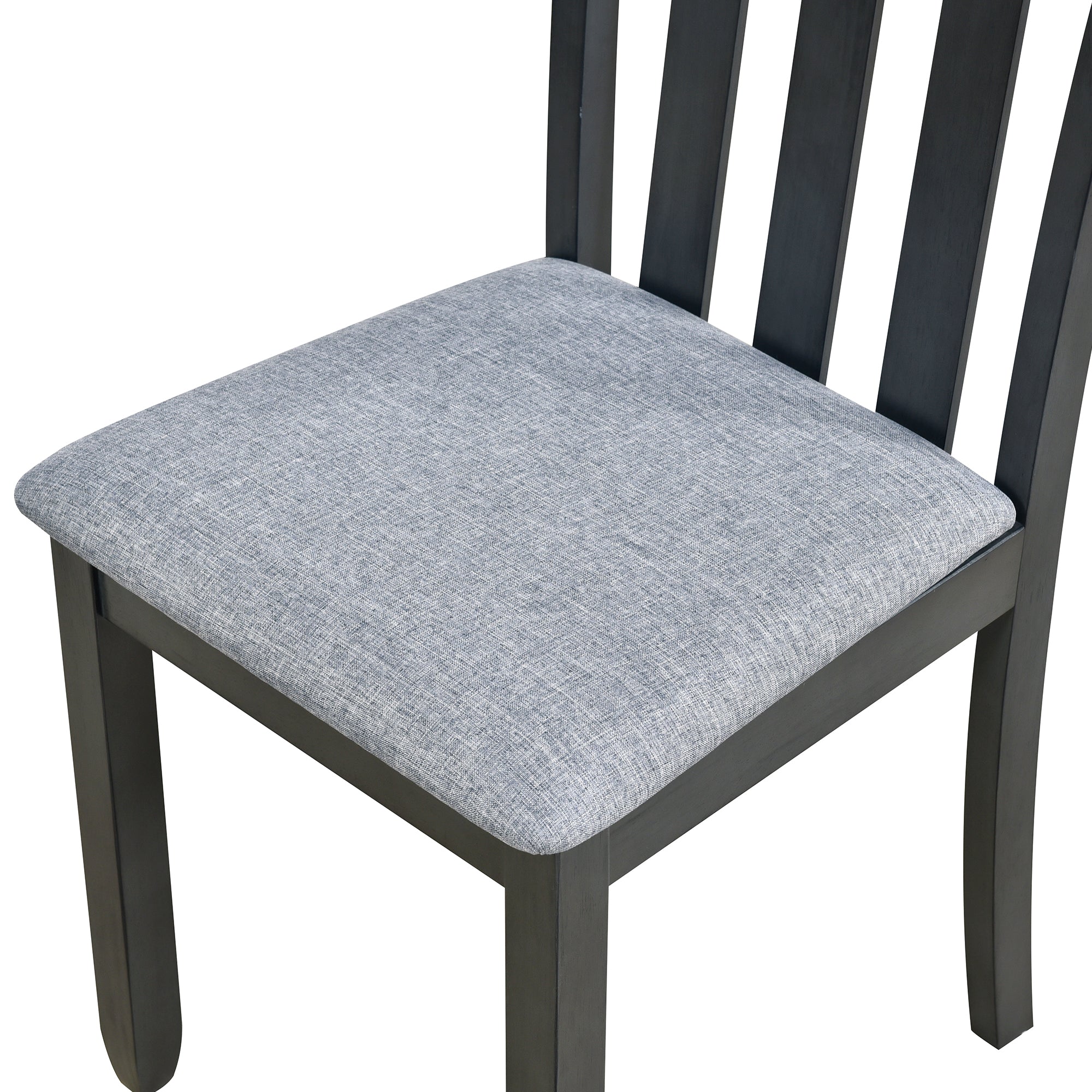 TREXM 5-Piece Extendable Round Wood Dining Table Set with 4 Chairs, Gray Modern Farmhouse Kitchen & Dining Room Furniture for 4, MDF & Rubber Wood, 41.4"-56.6"L