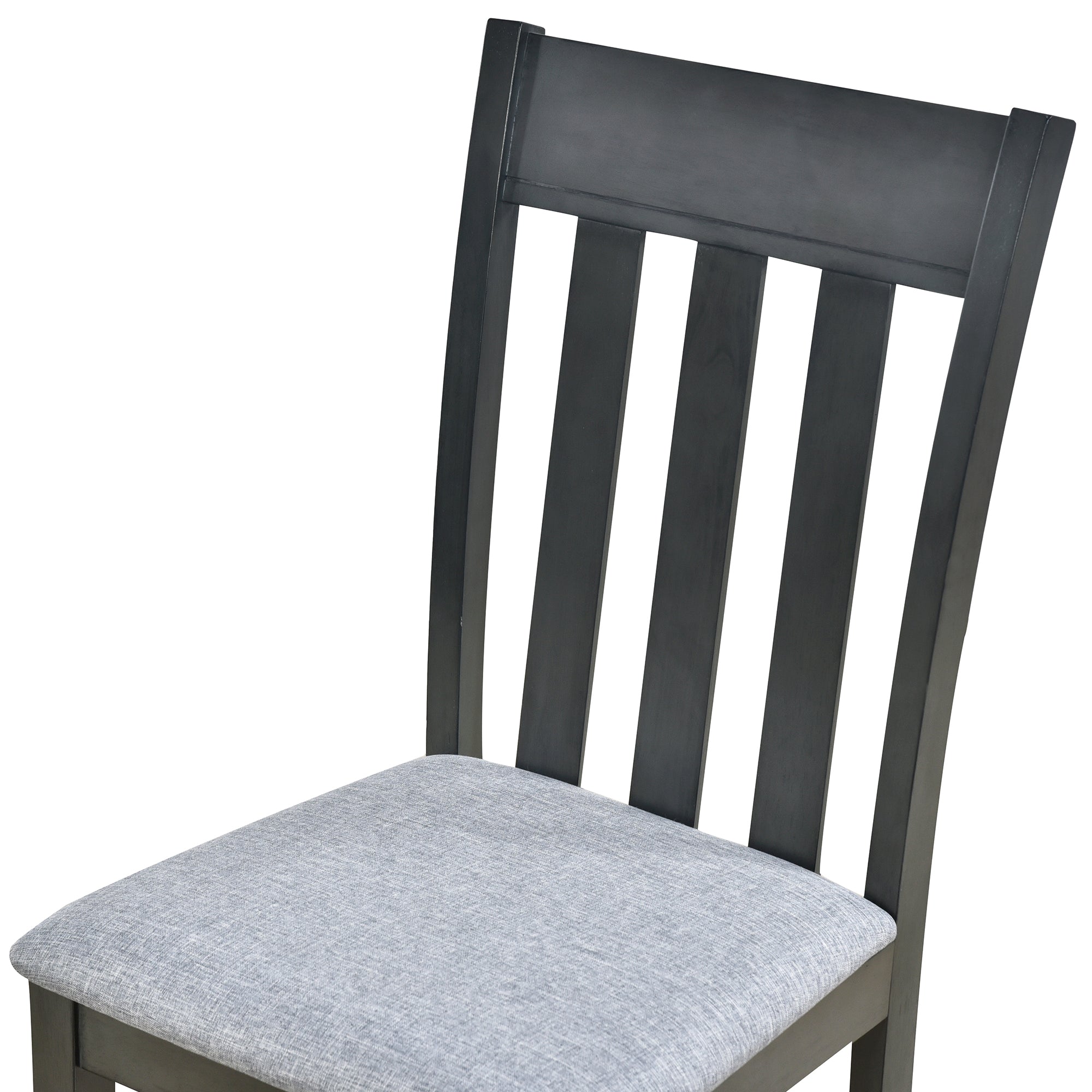 TREXM 5-Piece Extendable Round Wood Dining Table Set with 4 Chairs, Gray Modern Farmhouse Kitchen & Dining Room Furniture for 4, MDF & Rubber Wood, 41.4"-56.6"L