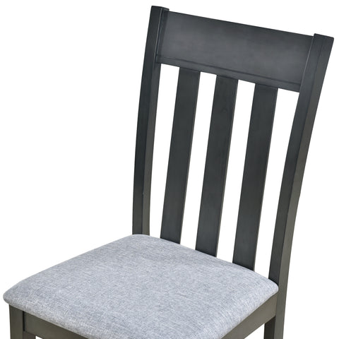 TREXM 5-Piece Extendable Round Wood Dining Table Set with 4 Chairs, Gray Modern Farmhouse Kitchen & Dining Room Furniture for 4, MDF & Rubber Wood, 41.4"-56.6"L