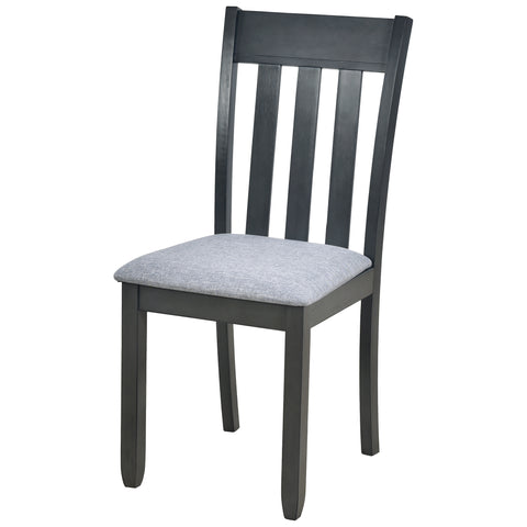 TREXM 5-Piece Extendable Round Wood Dining Table Set with 4 Chairs, Gray Modern Farmhouse Kitchen & Dining Room Furniture for 4, MDF & Rubber Wood, 41.4"-56.6"L