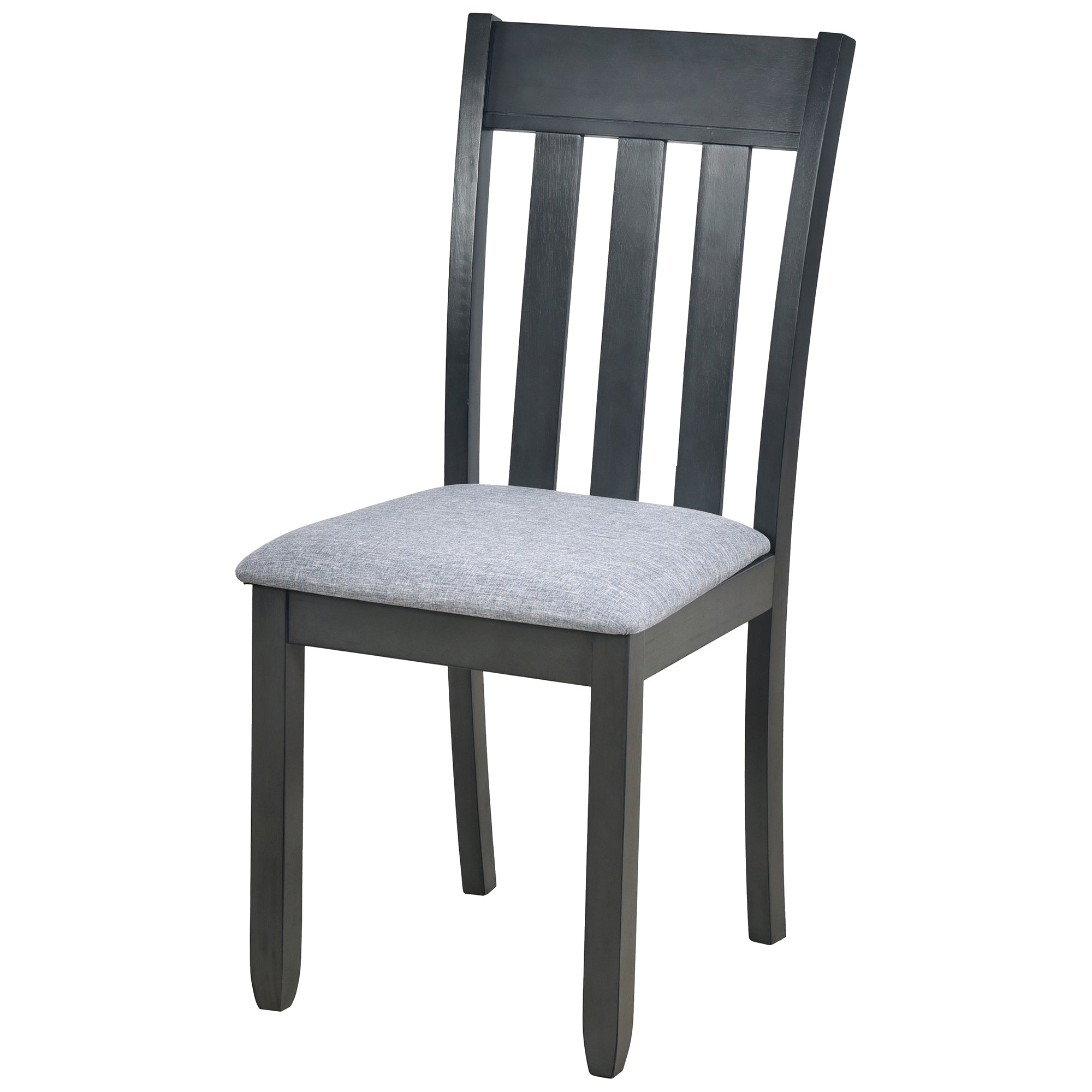 TREXM 5-Piece Extendable Round Wood Dining Table Set with 4 Chairs, Gray Modern Farmhouse Kitchen & Dining Room Furniture for 4, MDF & Rubber Wood, 41.4"-56.6"L