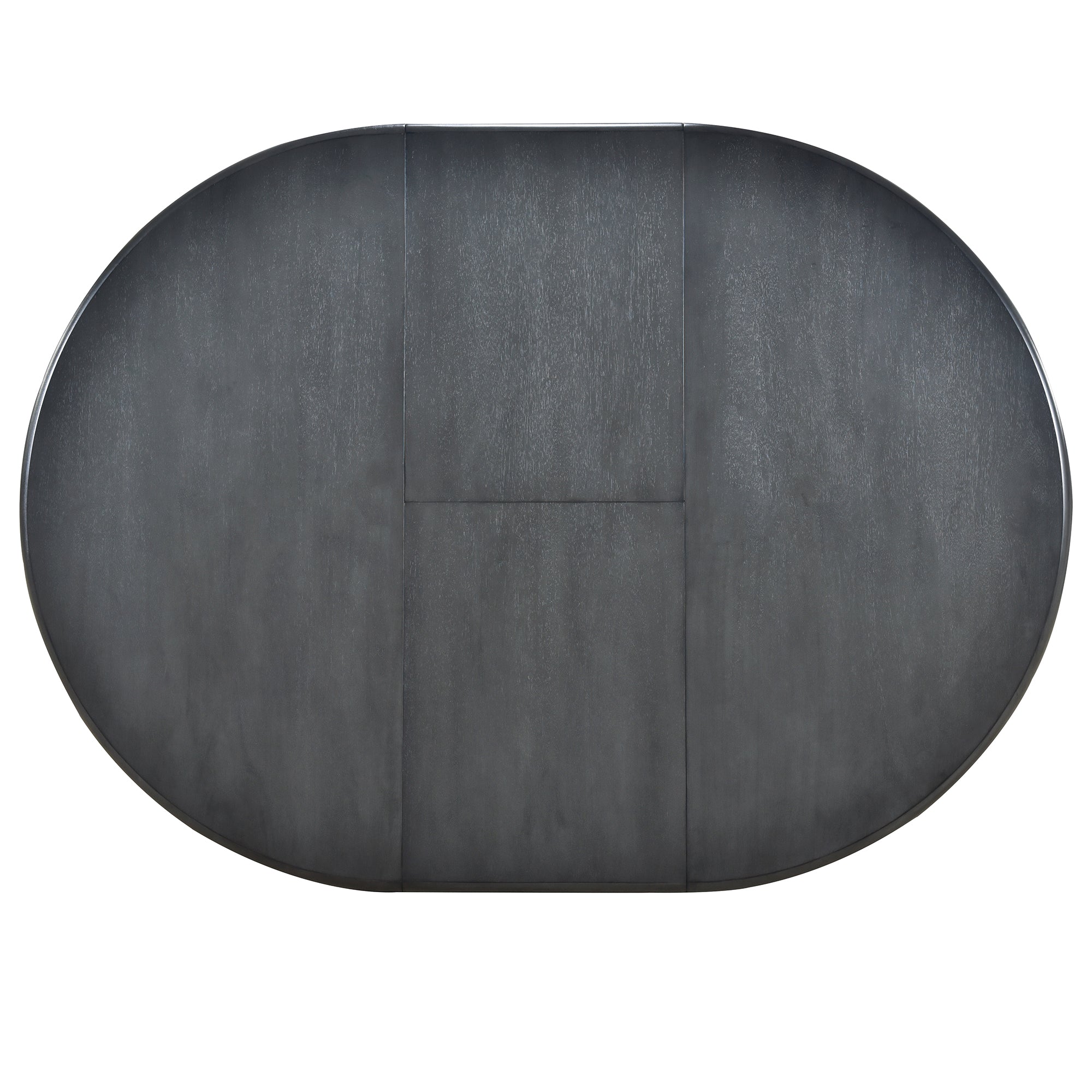 TREXM 5-Piece Extendable Round Wood Dining Table Set with 4 Chairs, Gray Modern Farmhouse Kitchen & Dining Room Furniture for 4, MDF & Rubber Wood, 41.4"-56.6"L