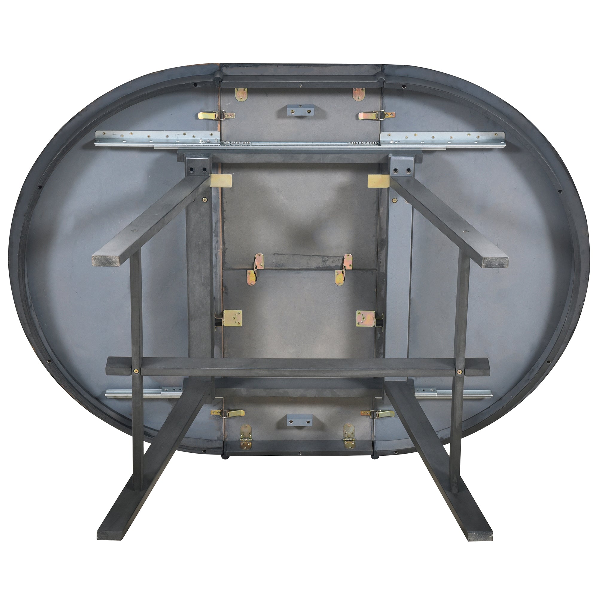 TREXM 5-Piece Extendable Round Wood Dining Table Set with 4 Chairs, Gray Modern Farmhouse Kitchen & Dining Room Furniture for 4, MDF & Rubber Wood, 41.4"-56.6"L