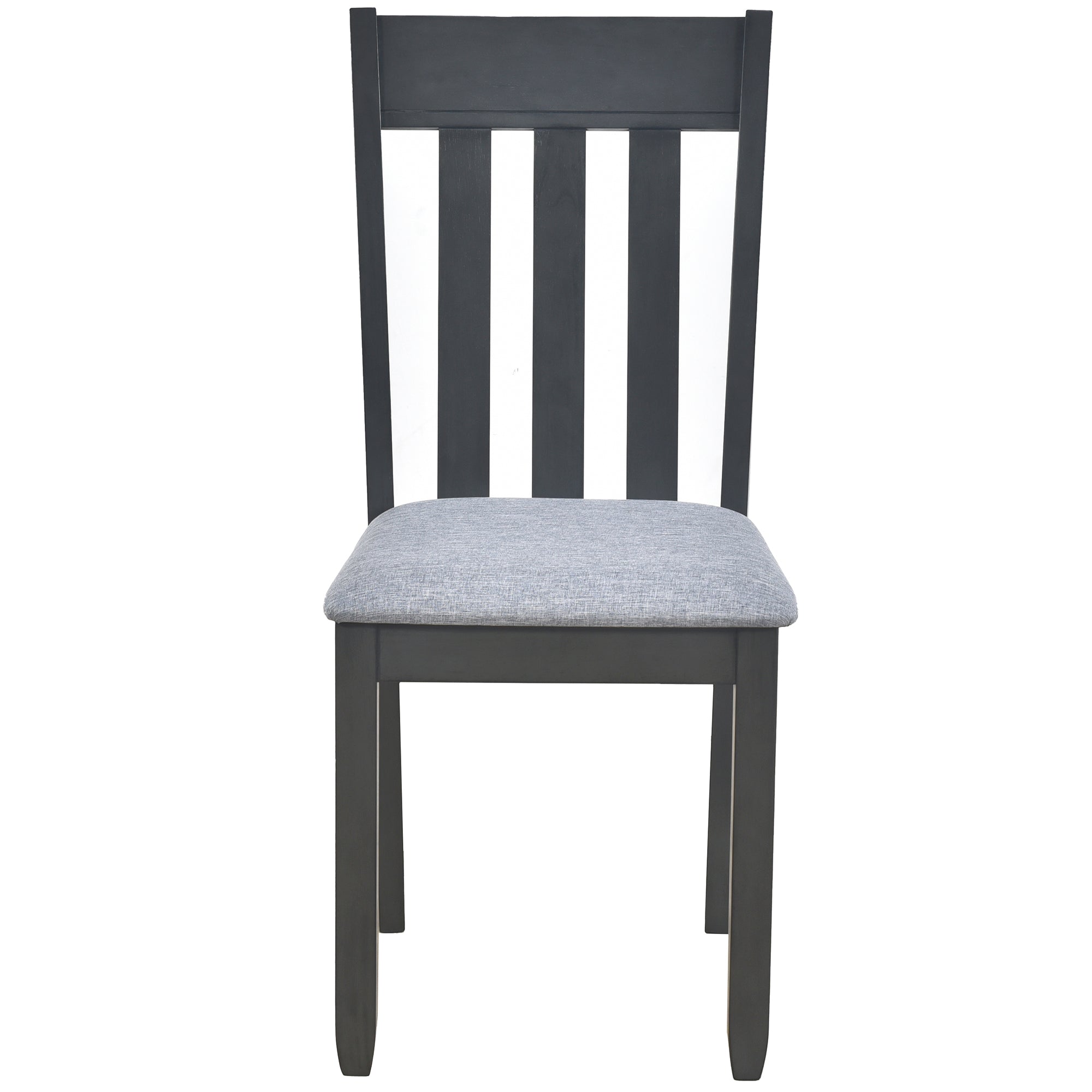 TREXM 5-Piece Extendable Round Wood Dining Table Set with 4 Chairs, Gray Modern Farmhouse Kitchen & Dining Room Furniture for 4, MDF & Rubber Wood, 41.4"-56.6"L