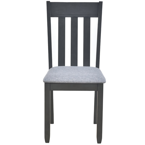 TREXM 5-Piece Extendable Round Wood Dining Table Set with 4 Chairs, Gray Modern Farmhouse Kitchen & Dining Room Furniture for 4, MDF & Rubber Wood, 41.4"-56.6"L