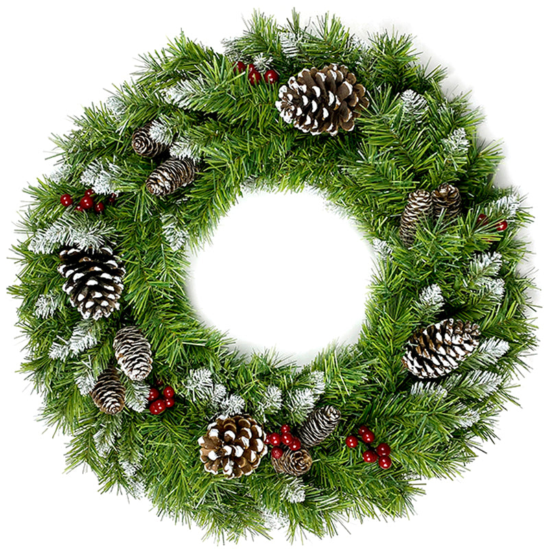 Pre-lit 4-Piece Artificial Christmas Tree Set with Garland &amp; Wreath, 9ft Tree, 340 Warm White LED Lights, Realistic PVC Branches for Indoor Home &amp; Office Holiday Decor