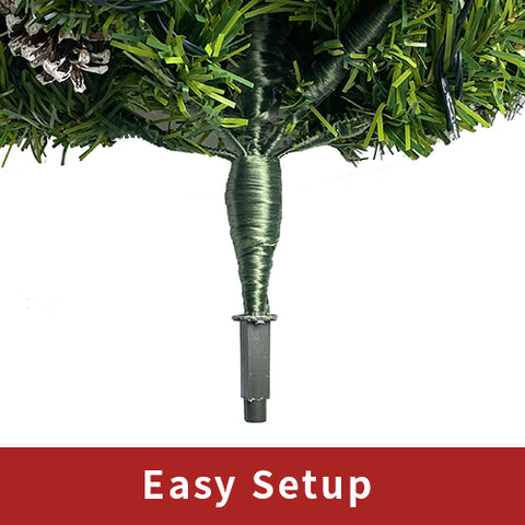 Pre-lit 4-Piece Artificial Christmas Tree Set with Garland &amp; Wreath, 9ft Tree, 340 Warm White LED Lights, Realistic PVC Branches for Indoor Home &amp; Office Holiday Decor