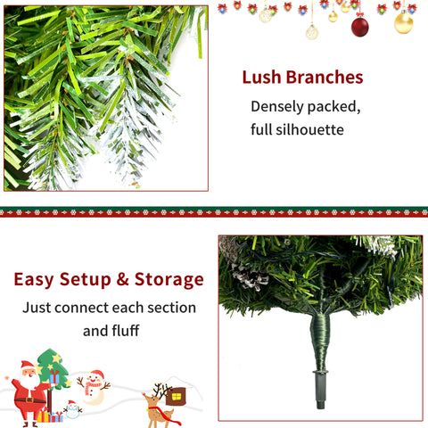 Pre-lit 4-Piece Artificial Christmas Tree Set with Garland &amp; Wreath, 9ft Tree, 340 Warm White LED Lights, Realistic PVC Branches for Indoor Home &amp; Office Holiday Decor