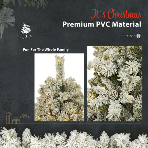 Pre-lit Artificial Christmas Tree 4-Piece Set: 6ft Tree, Garland, Wreath, 4ft Entrance Trees with 325 Warm White LED Lights. Realistic PVC, Indoor/Outdoor Festive Decor.