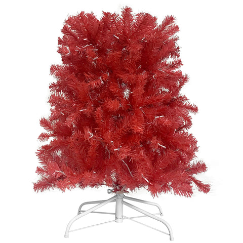 6FT Hinged Santa Hat Christmas Tree - 1250 Lush PVC Tips, 300 LED Lights, Fire-Resistant, Indoor Holiday Decor, Red/White