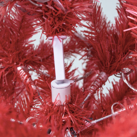 6FT Hinged Santa Hat Christmas Tree - 1250 Lush PVC Tips, 300 LED Lights, Fire-Resistant, Indoor Holiday Decor, Red/White