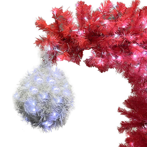 6FT Hinged Santa Hat Christmas Tree - 1250 Lush PVC Tips, 300 LED Lights, Fire-Resistant, Indoor Holiday Decor, Red/White