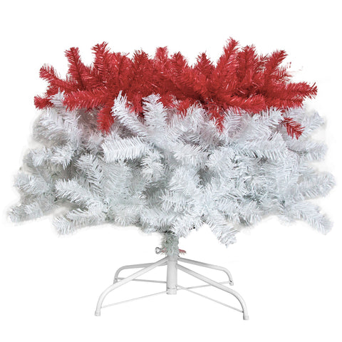 6FT Hinged Santa Hat Christmas Tree - 1250 Lush PVC Tips, 300 LED Lights, Fire-Resistant, Indoor Holiday Decor, Red/White