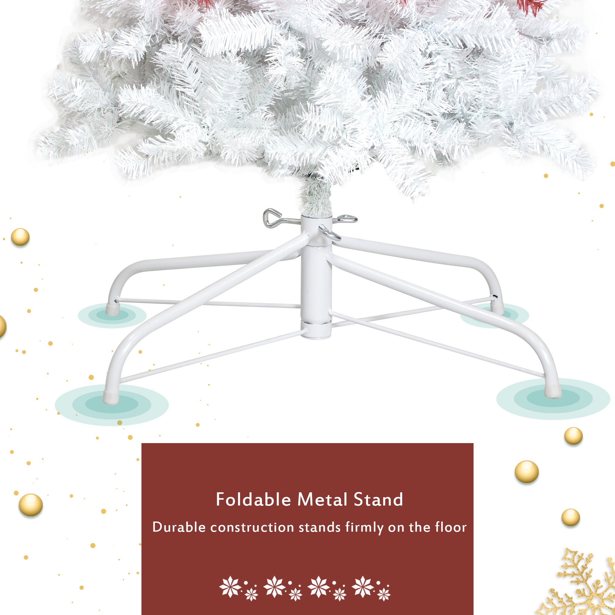 6FT Hinged Santa Hat Christmas Tree - 1250 Lush PVC Tips, 300 LED Lights, Fire-Resistant, Indoor Holiday Decor, Red/White