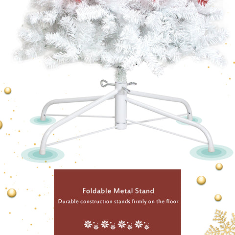 6FT Hinged Santa Hat Christmas Tree - 1250 Lush PVC Tips, 300 LED Lights, Fire-Resistant, Indoor Holiday Decor, Red/White