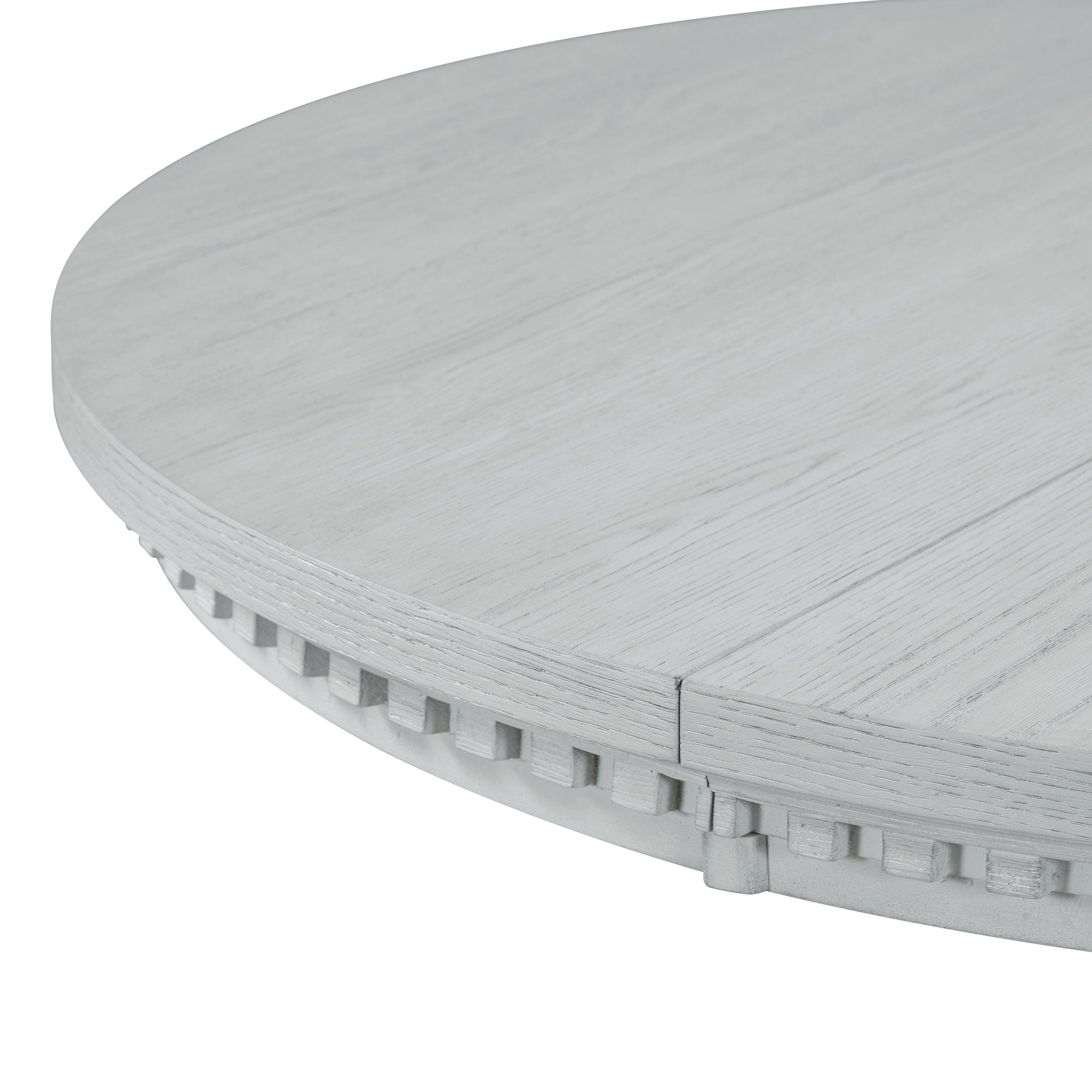 TREXM Extendable Round Dining Set for 4 | Retro 5-Piece Kitchen Table & Chairs | Antique Gray Oak Veneer MDF | 42"-58" Table | Farmhouse Style for Dining Room