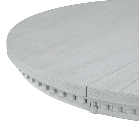 TREXM Extendable Round Dining Set for 4 | Retro 5-Piece Kitchen Table & Chairs | Antique Gray Oak Veneer MDF | 42"-58" Table | Farmhouse Style for Dining Room