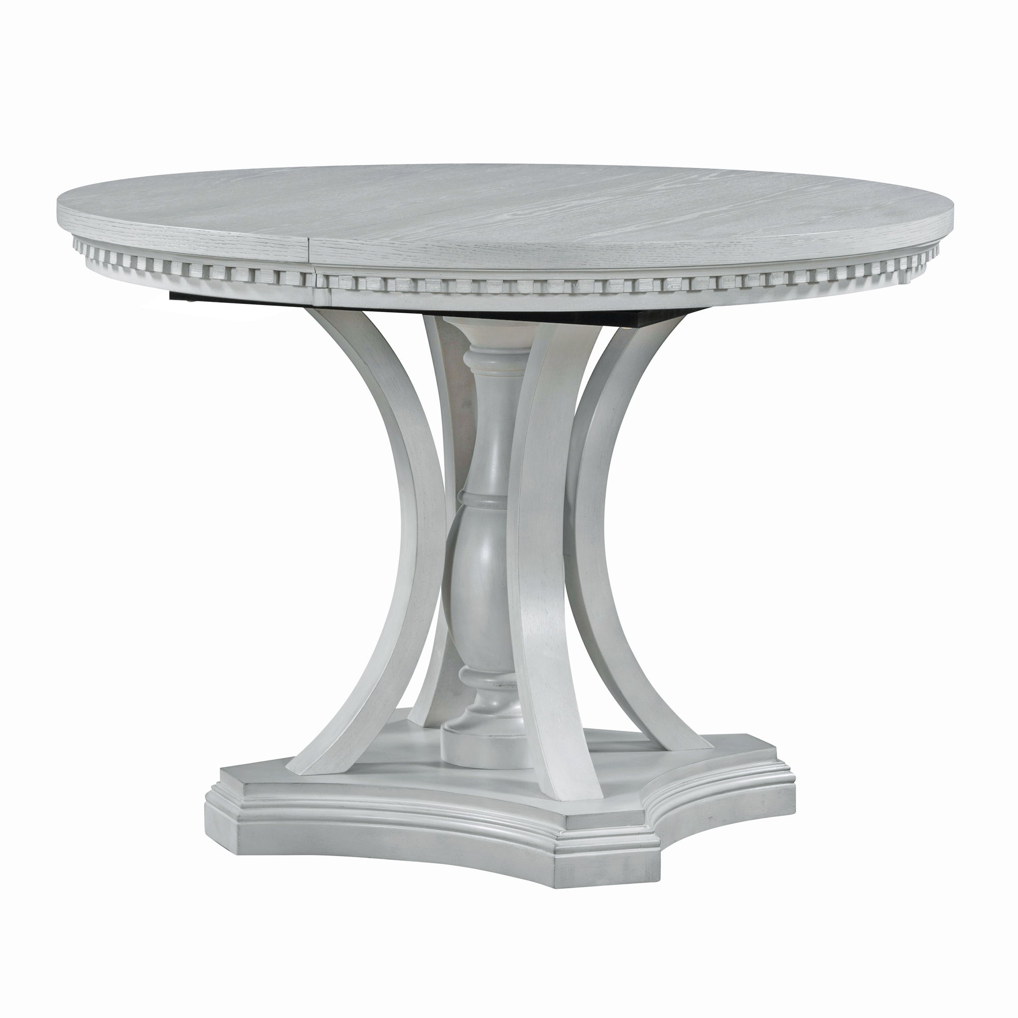 TREXM Extendable Round Dining Set for 4 | Retro 5-Piece Kitchen Table & Chairs | Antique Gray Oak Veneer MDF | 42"-58" Table | Farmhouse Style for Dining Room