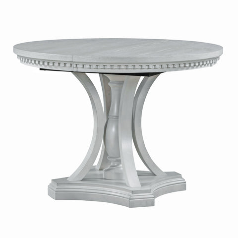 TREXM Extendable Round Dining Set for 4 | Retro 5-Piece Kitchen Table & Chairs | Antique Gray Oak Veneer MDF | 42"-58" Table | Farmhouse Style for Dining Room