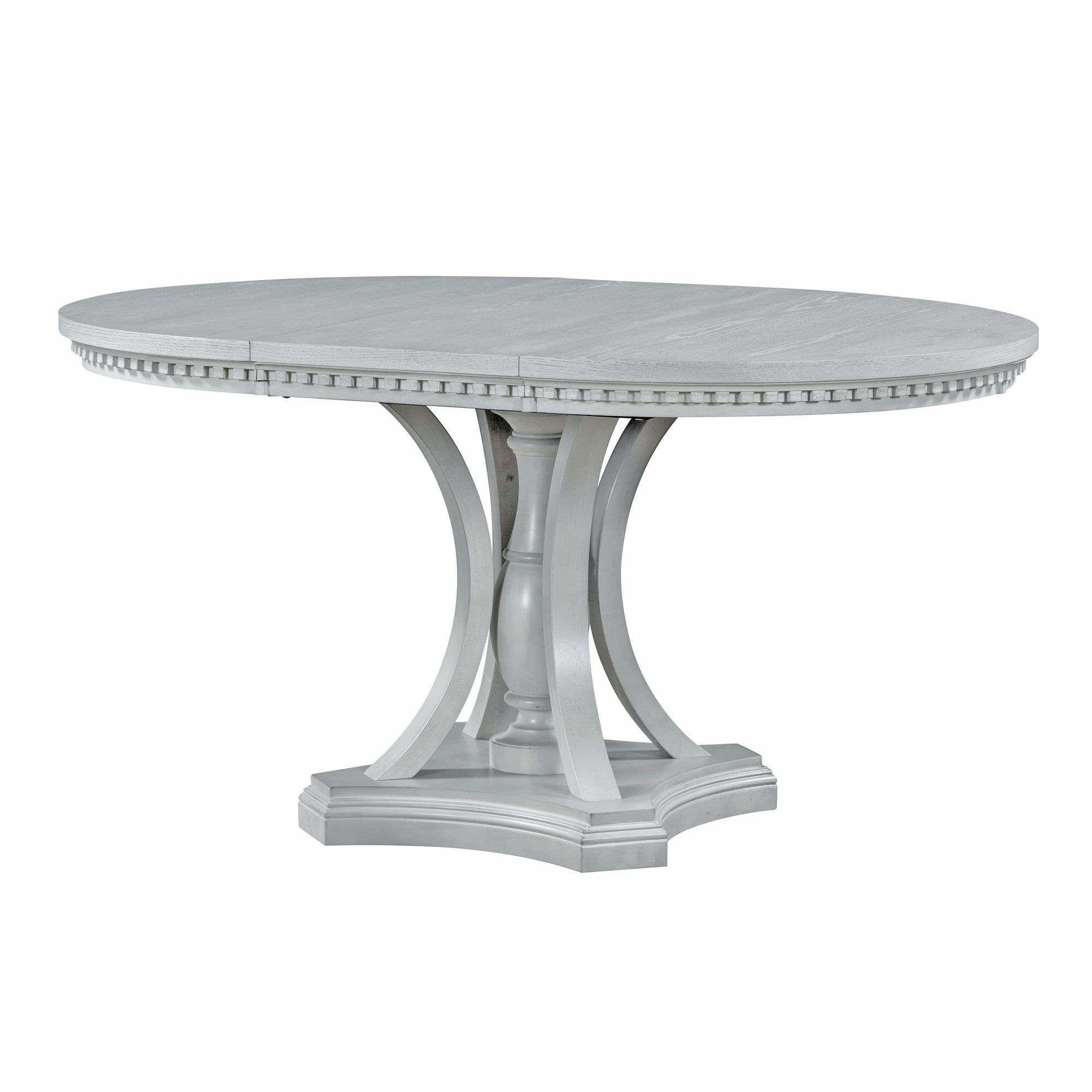 TREXM Extendable Round Dining Set for 4 | Retro 5-Piece Kitchen Table & Chairs | Antique Gray Oak Veneer MDF | 42"-58" Table | Farmhouse Style for Dining Room