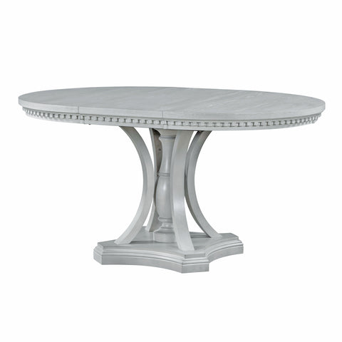 TREXM Extendable Round Dining Set for 4 | Retro 5-Piece Kitchen Table & Chairs | Antique Gray Oak Veneer MDF | 42"-58" Table | Farmhouse Style for Dining Room