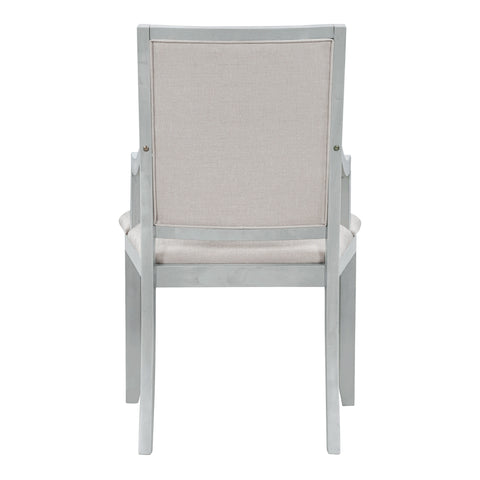 TREXM Extendable Round Dining Set for 4 | Retro 5-Piece Kitchen Table & Chairs | Antique Gray Oak Veneer MDF | 42"-58" Table | Farmhouse Style for Dining Room