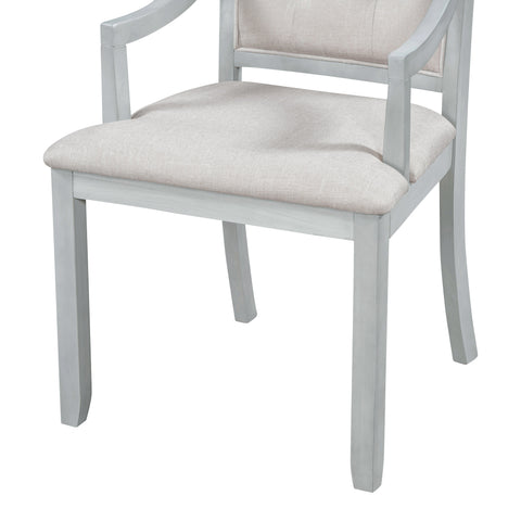 TREXM Extendable Round Dining Set for 4 | Retro 5-Piece Kitchen Table & Chairs | Antique Gray Oak Veneer MDF | 42"-58" Table | Farmhouse Style for Dining Room