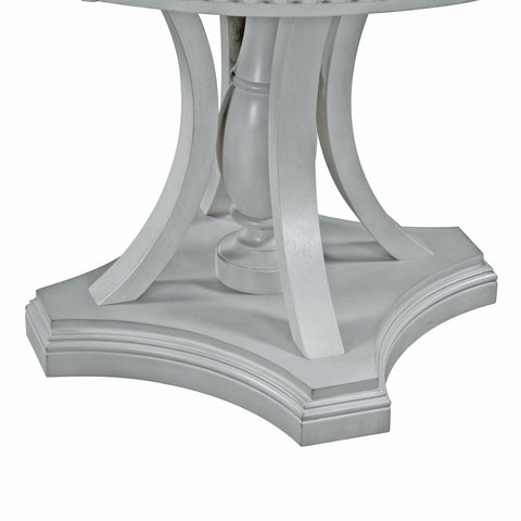 TREXM Extendable Round Dining Set for 4 | Retro 5-Piece Kitchen Table & Chairs | Antique Gray Oak Veneer MDF | 42"-58" Table | Farmhouse Style for Dining Room