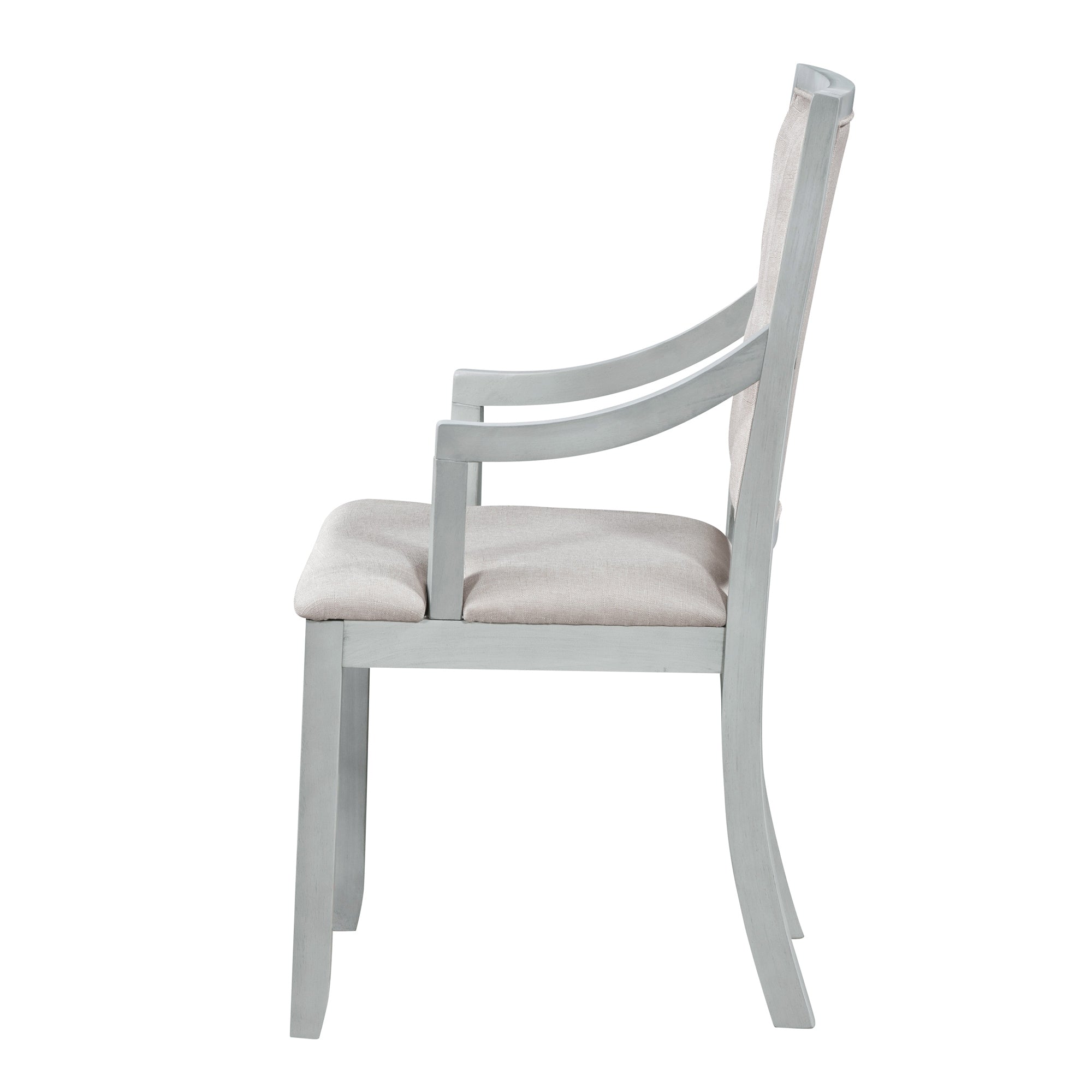 TREXM Extendable Round Dining Set for 4 | Retro 5-Piece Kitchen Table & Chairs | Antique Gray Oak Veneer MDF | 42"-58" Table | Farmhouse Style for Dining Room