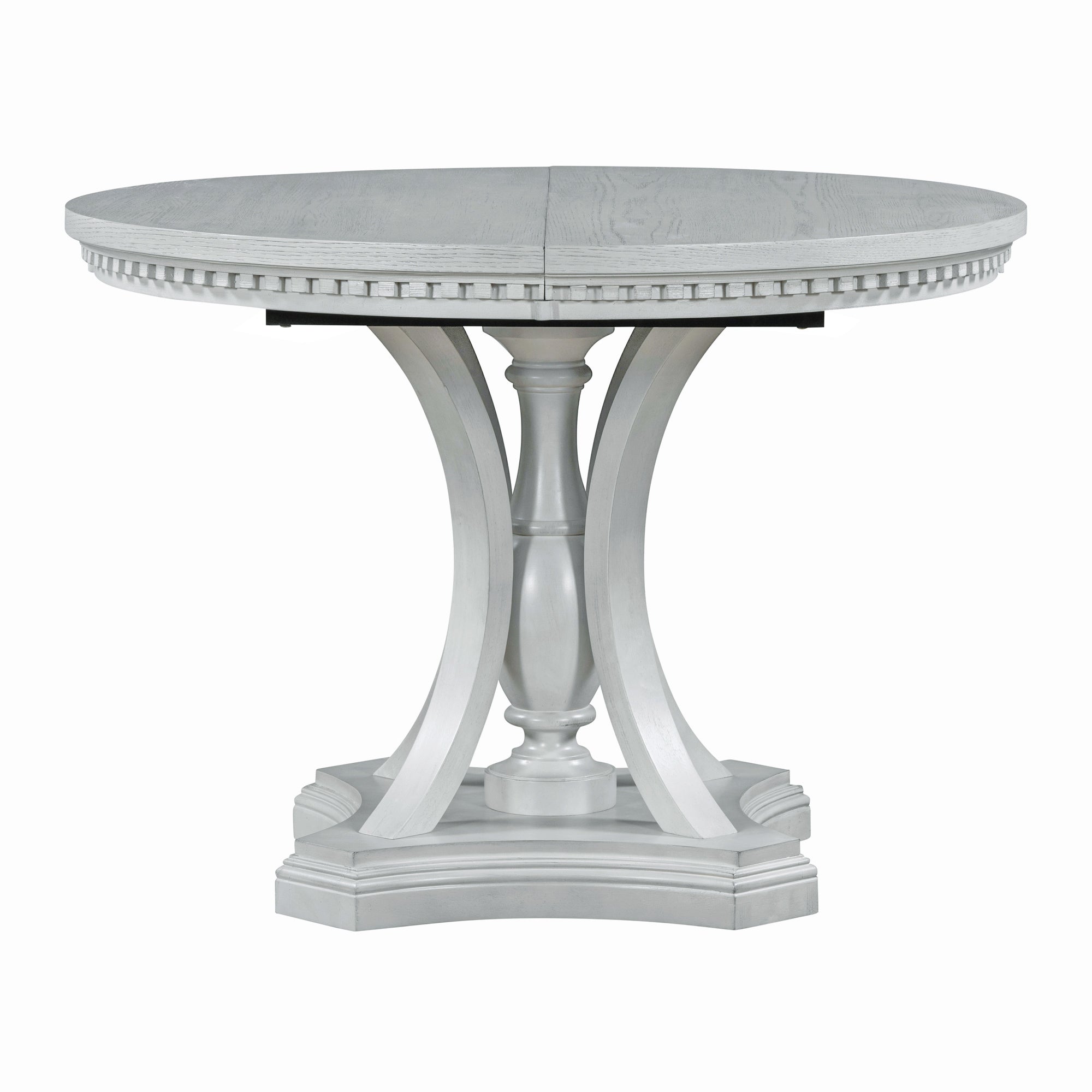 TREXM Extendable Round Dining Set for 4 | Retro 5-Piece Kitchen Table & Chairs | Antique Gray Oak Veneer MDF | 42"-58" Table | Farmhouse Style for Dining Room