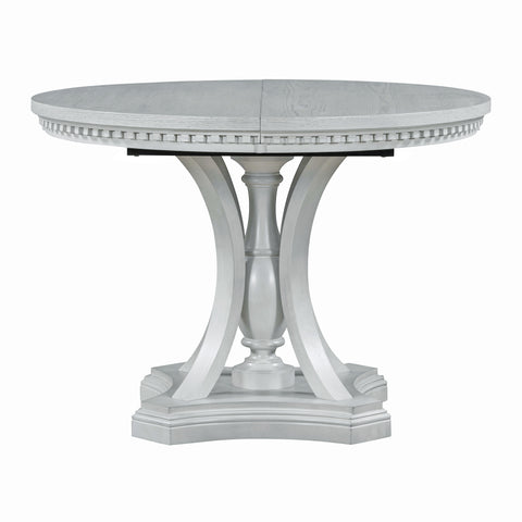 TREXM Extendable Round Dining Set for 4 | Retro 5-Piece Kitchen Table & Chairs | Antique Gray Oak Veneer MDF | 42"-58" Table | Farmhouse Style for Dining Room