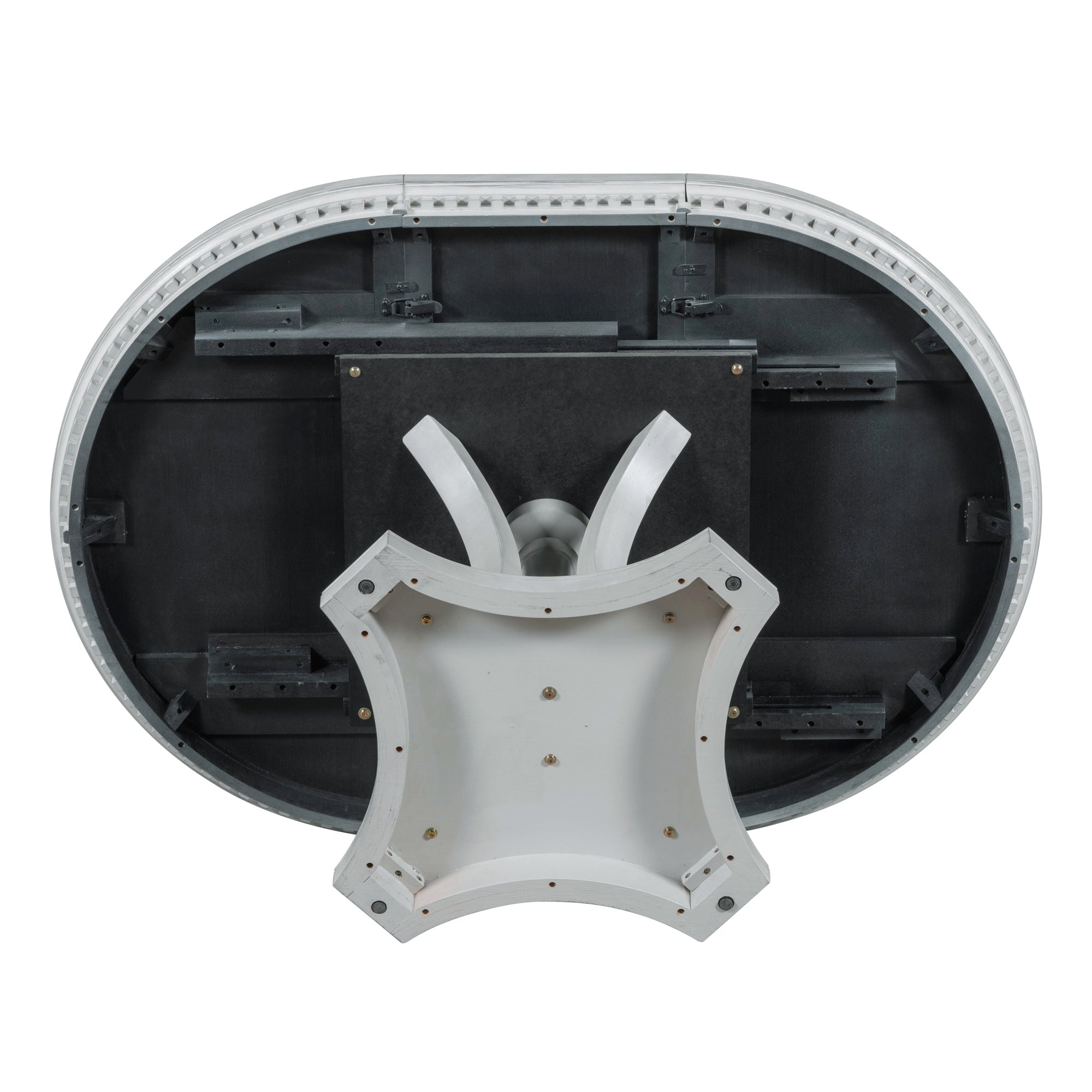 TREXM Extendable Round Dining Set for 4 | Retro 5-Piece Kitchen Table & Chairs | Antique Gray Oak Veneer MDF | 42"-58" Table | Farmhouse Style for Dining Room