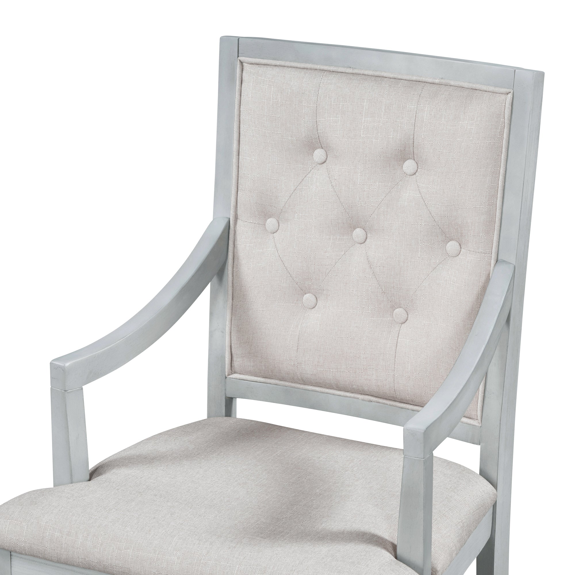 TREXM Extendable Round Dining Set for 4 | Retro 5-Piece Kitchen Table & Chairs | Antique Gray Oak Veneer MDF | 42"-58" Table | Farmhouse Style for Dining Room