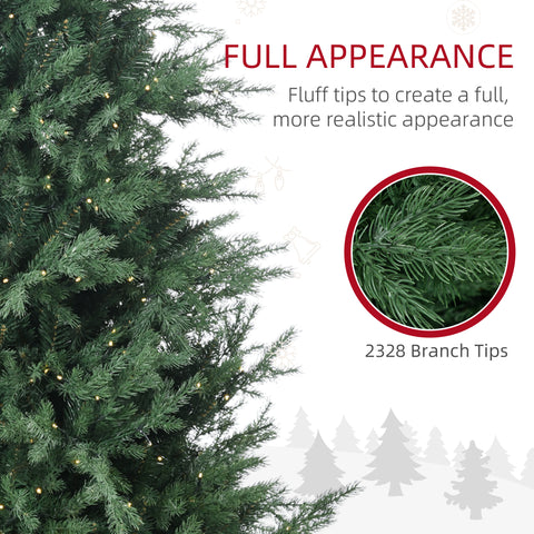 HOMCOM 6ft Prelit Artificial Christmas Tree | 2328 Branches, 400 Warm White LEDs | Auto Open, 8 Modes | Flame Retardant Plastic Green Tree for Holiday Home Decor