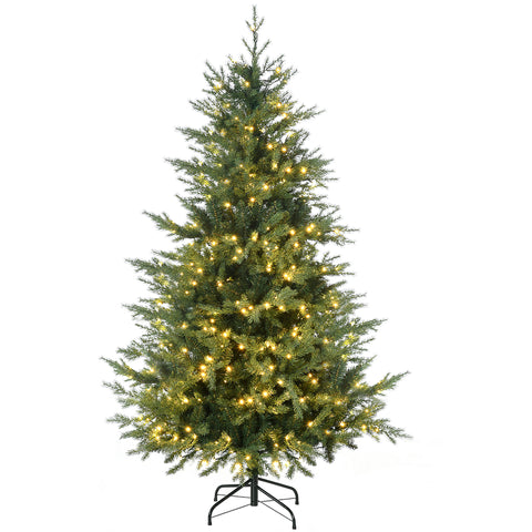 HOMCOM 6ft Prelit Artificial Christmas Tree | 2328 Branches, 400 Warm White LEDs | Auto Open, 8 Modes | Flame Retardant Plastic Green Tree for Holiday Home Decor