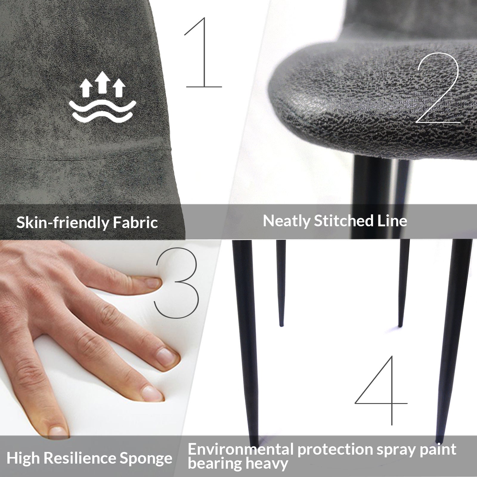 31.5" Round Dining Table Set for 4 | Modern MDF Black Table with Durable Metal Legs & 4 Suede Upholstered Chairs | Ideal for Dining Room, Restaurant, Cafe | Easy Clean, Comfortable Seating