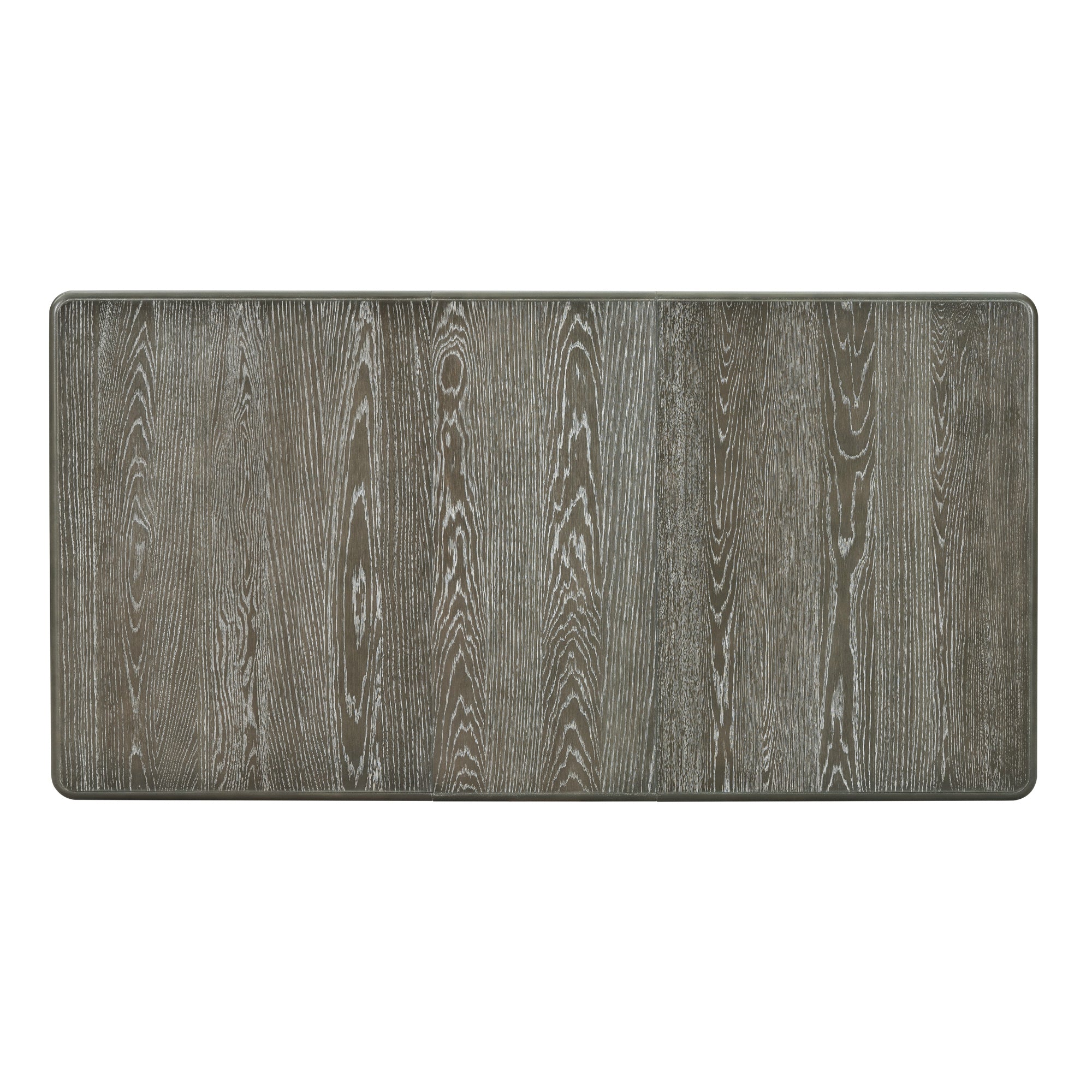 TREXM Retro 7-Piece Extendable Dining Table Set with 6 Upholstered Chairs, Antique Brown Oak Veneer & White Legs, Solid Rubberwood & Pine Construction for Dining Room & Gatherings