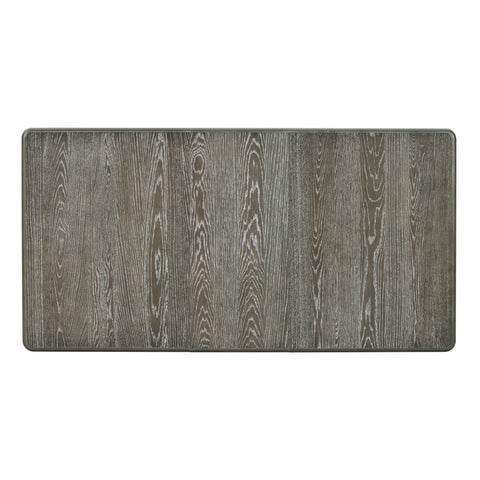 TREXM Retro 7-Piece Extendable Dining Table Set with 6 Upholstered Chairs, Antique Brown Oak Veneer & White Legs, Solid Rubberwood & Pine Construction for Dining Room & Gatherings