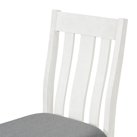 TREXM Retro 7-Piece Extendable Dining Table Set with 6 Upholstered Chairs, Antique Brown Oak Veneer & White Legs, Solid Rubberwood & Pine Construction for Dining Room & Gatherings