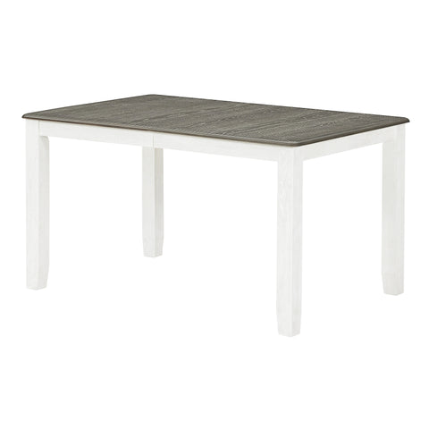 TREXM Retro 7-Piece Extendable Dining Table Set with 6 Upholstered Chairs, Antique Brown Oak Veneer & White Legs, Solid Rubberwood & Pine Construction for Dining Room & Gatherings