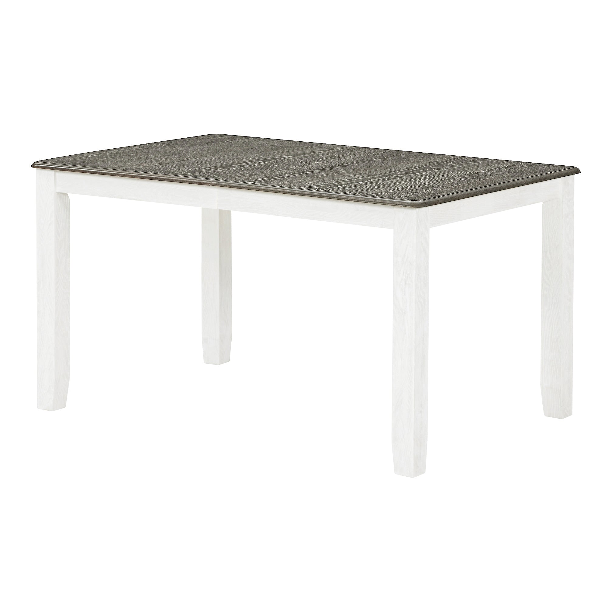 TREXM Retro 7-Piece Extendable Dining Table Set with 6 Upholstered Chairs, Antique Brown Oak Veneer & White Legs, Solid Rubberwood & Pine Construction for Dining Room & Gatherings